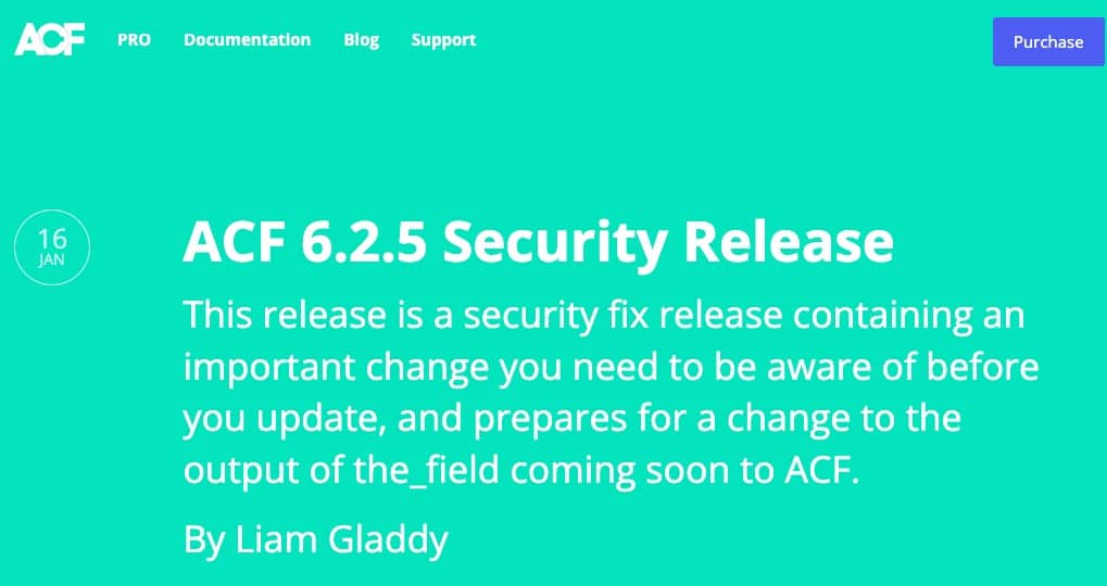 ACF will soon escape unsafe HTML that is rendered by the_field()